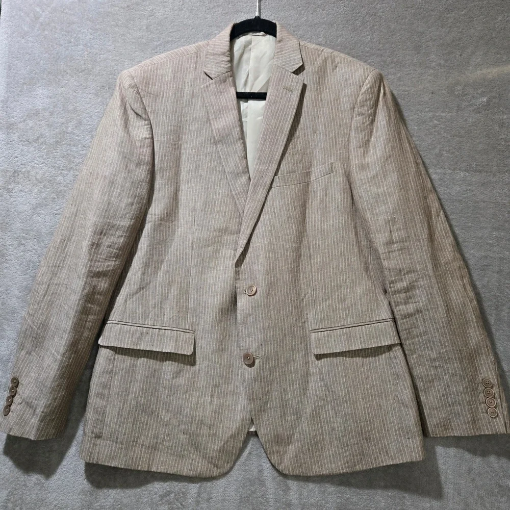 Linen Blazer 44R Neutral Coastal Beachy Wedding Sport Coat Quiet Luxury Classic